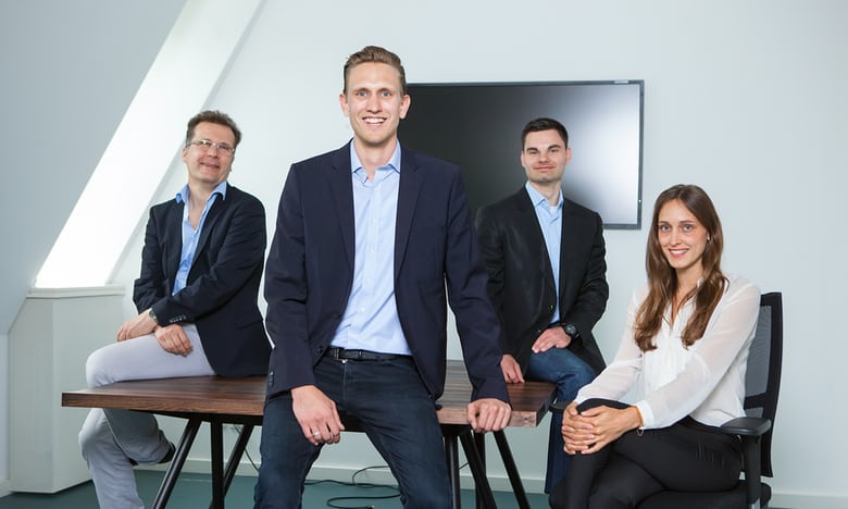 The IPlytics team (L-R): Sebastian Rose, lead software architect; Tim Pohlmann, CEO and founder; Dmtri Gerats, CTO, Rosann Brandt, COO and communications director. Photograph: IPlytics